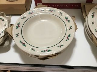 Longaberger Dinnerware Set 20 Piece RED TRADITIONAL HOLLY CHRISTMAS SET 3