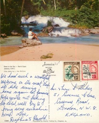 S11765 North Coast,  Jamaica Postcard 1962 Stamp Combined