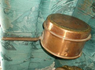 Antique Dovetail Copper Large Handle Pot Pan Tin Lined