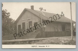 Railroad Depot Stokesdale North Carolina Rppc Antique Train Station Photo 1908
