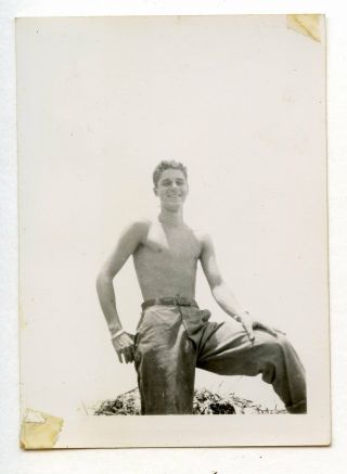 20 Vintage Photo Handsome Shirtless Buddy Boy Man Snapshot Gay