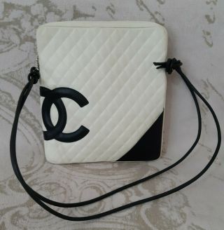 Chanel Vintage Quilted Calfskin Leathe Cambon Line Cc Logos Large Messenger Bag