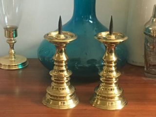 Virginia Metalcrafters Colonial Williamsburg Spike Brass Candlesticks Cw 16 - 33