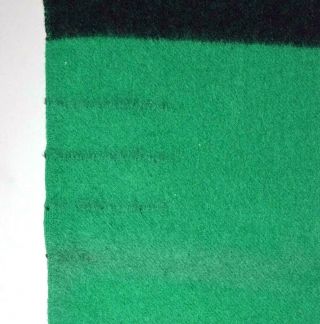 Vtg 1940s Hudson Bay Point Stripe Blanket Green Wool Twin Size Bed Spread Cover 4