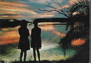 Victoria Falls,  Zambia - Zambezi,  Sunset - Postcard,  Stamps 1973