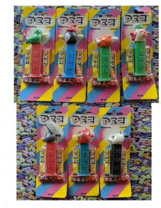 Pez Merry Music Makers - Whistles On Halo Cards - Set Of 7 Old - Vintage - Htf - Rare
