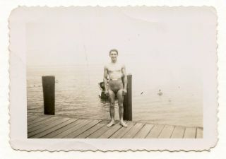 10 Vintage Photo Swimsuit Bulge Soldier Boy Man Beach Snapshot Gay