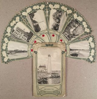 London Ct: Rare Mechanical Expandable C.  1912 Multi - View Fan Postcard