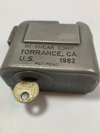 Hi - Shear Corp Vintage Us Military Lock And Key Patent Pending Prototype