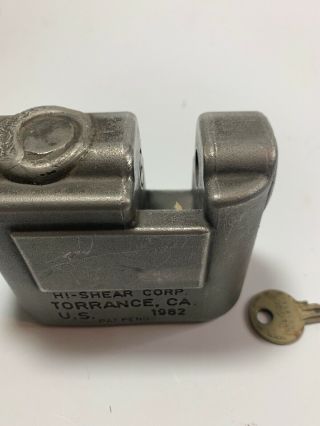 HI - SHEAR CORP Vintage US Military Lock And Key Patent Pending Prototype 7