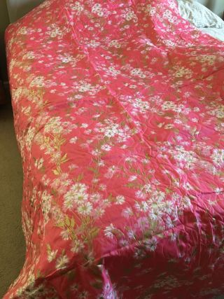 Vintage Daisy Pink Gold Twin Coverlet Bedspread 77.  5x107 " Blanket