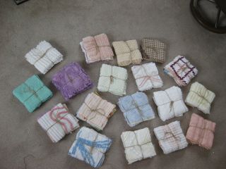 18 Stacks Of 15 Six Inch Squares Of Vintage Chenille