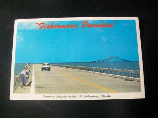 Vintage Postcard - Sunshine Skyway Bridge,  St.  Petersburg,  Florida - 1960