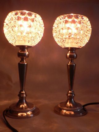 Candlestick Style Bedside Table Lamps Coin Dot Depressed Thick Shade 7 Watt Bulb