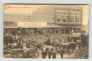 Ga.  " Follow The Crowds To Boones " Street View In,  Newnan,  Ga.  Sept.  1908