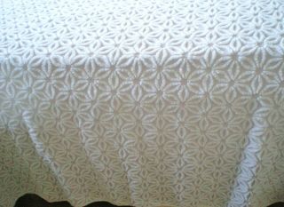 VINTAGE CHENILLE BEDSPREAD WHITE TUFTING ON PALE PEACH BACKGROUND 88 X 100 3