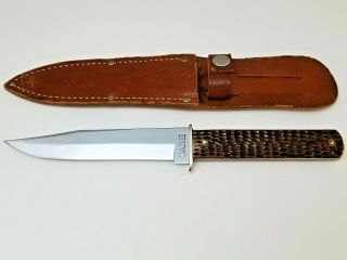 1940 - 64 Case Xx 652 Hunter Fixed Blade Knife 5 " Green Bone Handle Sheath