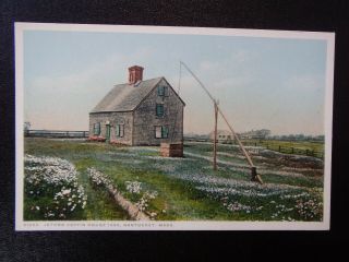 Jethro Coffin House 1686 Nantucket,  Massachusetts Ma Vintage Phostint Postcard