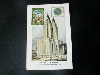 Vintage Postcard - The Waldorf - Astoria,  York City - 1940 W 2 Old Stamps