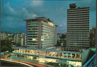 Beirut,  Lebanon - Phoenicia Hotel By Night - Postcard C.  1970s