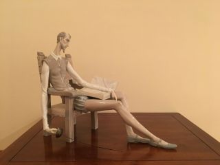 Vintage Lladro 1030 Don Quixote In Chair With Book And Sword 15 "