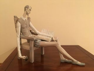 Vintage Lladro 1030 DON QUIXOTE IN Chair With Book And Sword 15 