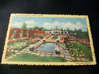 Vintage Postcard - Sunken Gardens,  Lambert Gardens,  Portland,  Oregon - 1951