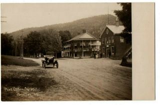Vt Vermont Royalton Post Office Hotel Car Auto Windsor County Postcard Rppc