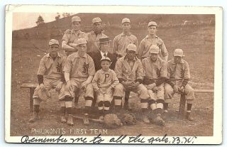 Vtg Rppc Real Photo Postcard 1906 Philmont York Baseball Team Players A7