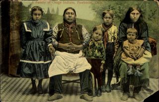 Family Of Osage Indians Pawhuska Oklahoma C1910 Vintage Postcard
