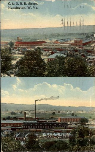 C&o Railroad Shops Huntington West Virginia Wv Mailed 1916