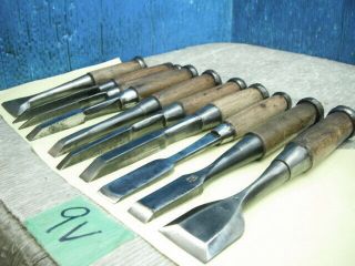 Japanese Chisel Nomi With Sign Set Of 10 Carpentry Tool Japan Blade