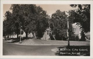 (m503) Vintage Postcard,  Rppc,  Oberlin City School,  Oberlin Kansas
