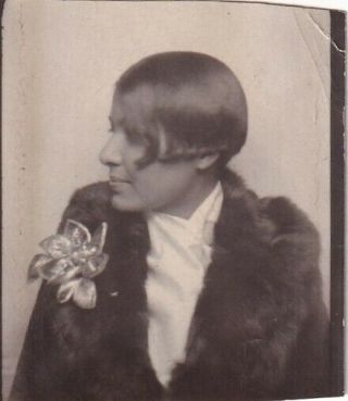 Vintage Photo Booth - Pretty African - American Woman,  Flapper Style Hair,  Side View