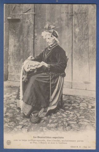 Espaly Puy France Bobbin Lace Maker Woman Old Postcard