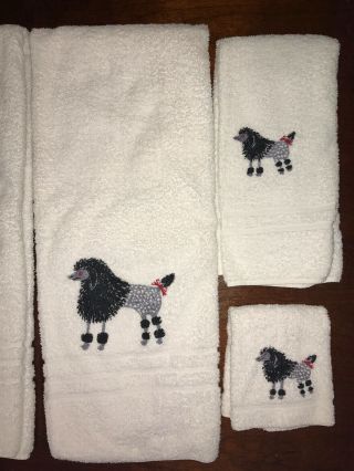 Vintage 1940 ' s bath towel set (2) Cotton,  Embroidered Poodle,  McCutcheon ' s 4