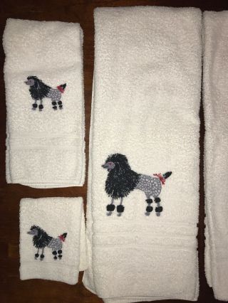 Vintage 1940 ' s bath towel set (2) Cotton,  Embroidered Poodle,  McCutcheon ' s 5