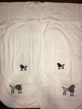 Vintage 1940 ' s bath towel set (2) Cotton,  Embroidered Poodle,  McCutcheon ' s 8