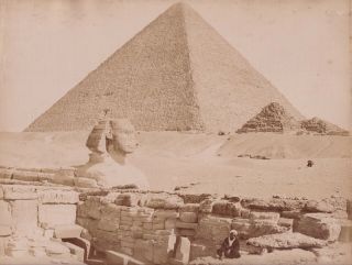 Vintage Albumen Photo Rare Sphinx Pyramid ? 1880s Egypt Middle East