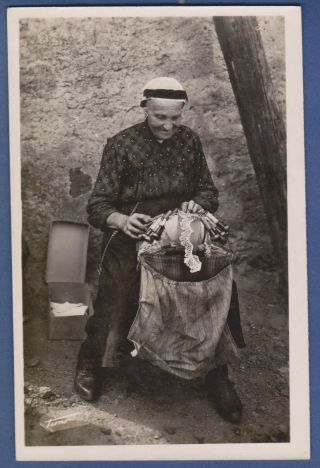 Le Puy France Bobbin Lace Maker Woman Old Photo Postcard