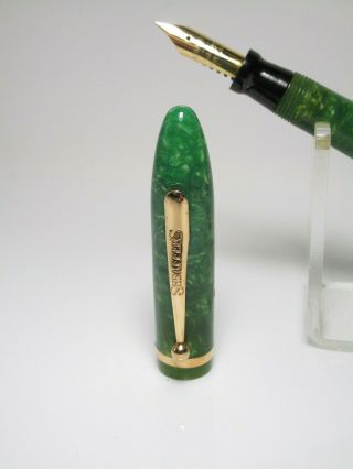 NR 1930´s SHEAFFER balance jade green combo fountain M nib 3