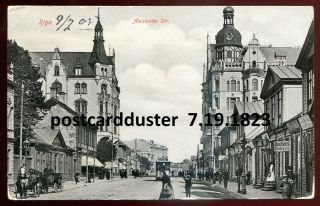 1823 - Latvia Riga 1905 Alexander Street.  Tram