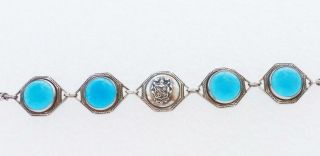 Sigma Nu Fraternity Antique Vtg Sterling Silver Bracelet Blue Sweetheart Bangle