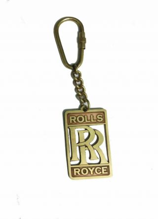 2x Collectable Vintage Golden Brass Keychain For Rolls Royce Rr Logo Keyring@jdw