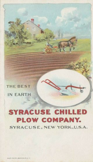 Vintage Postcard Syracuse Chilled Plow Company Advertising York U.  S.  A 1900