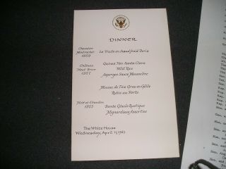 White House State Dinner Menu President Kennedy 4/11/1962 Shah Of Iran