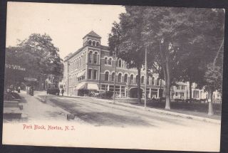 Circa 1901 - 1907 Vintage Postcard Park Block Newton,  Jersey,  United States