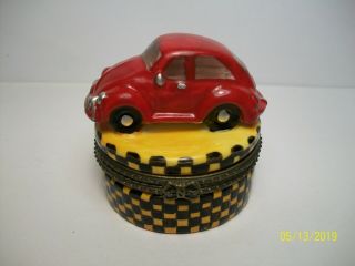 Vintage Volkswagen Beetle Porcelain Hinged Trinket Box (direct Connection) Vw