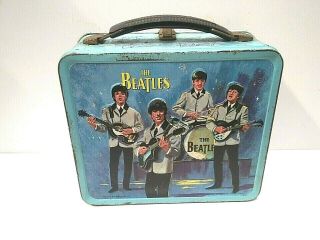 1965 The Beatles Blue Metal Lunch Box No Thermos Htf