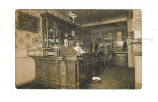 Antique Rppc Owego,  Ny 1915 Saloon W/coin Op Vender,  Minstrel Show Ad,  Posted